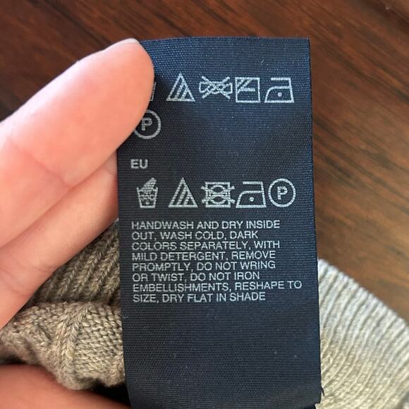 Tommy Hilfiger Cotton + Cashmere grey V neck sweater Cable knit Light Academia - Picture 4 of 9